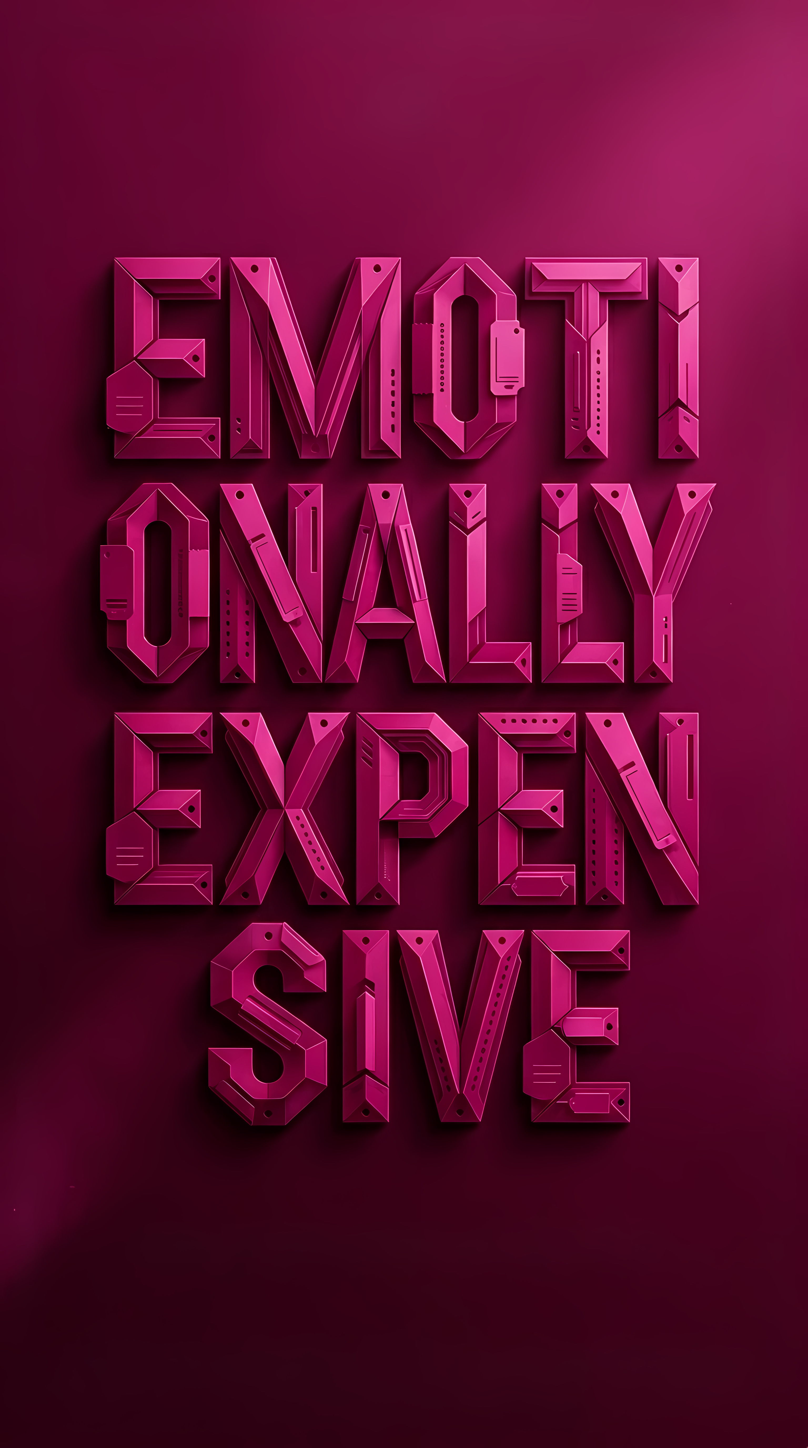 Emotionally Expensive Pink 3D Geometric Tag Font Text Art