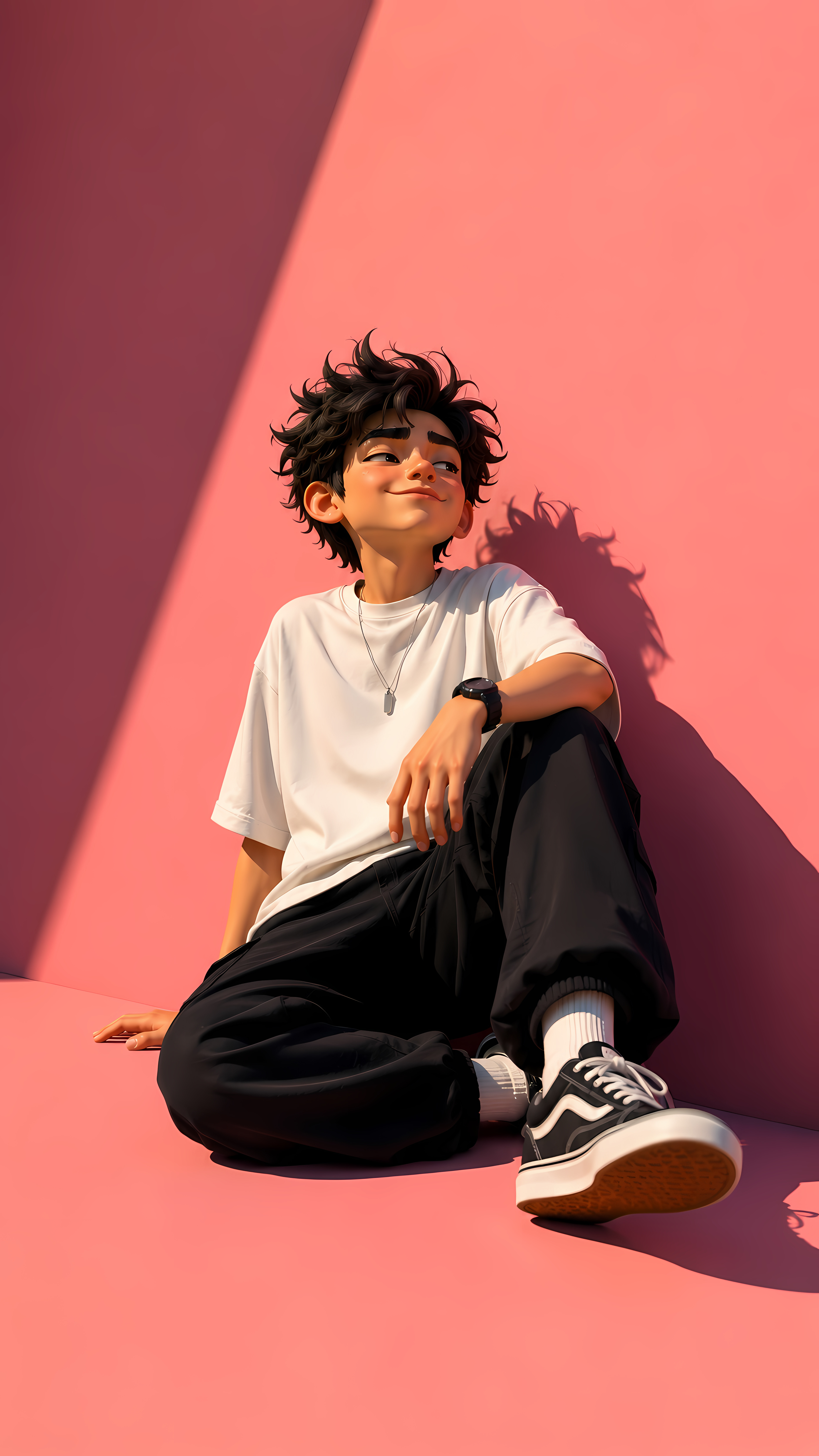 Cute 3D boy in soft pink aesthetic art wallpaper
