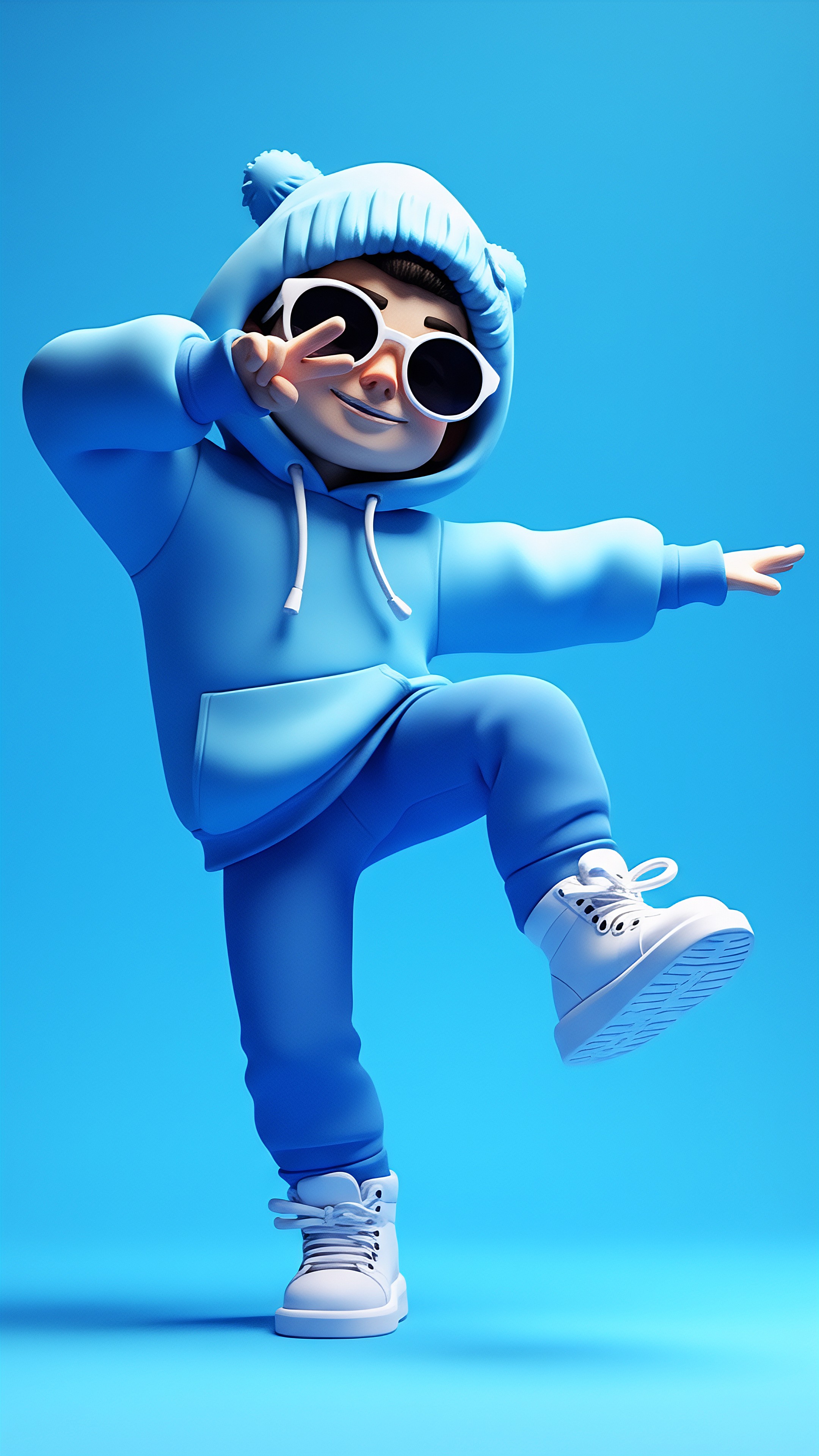 Cool 3D Cartoon Character in Blue Street Style Pose