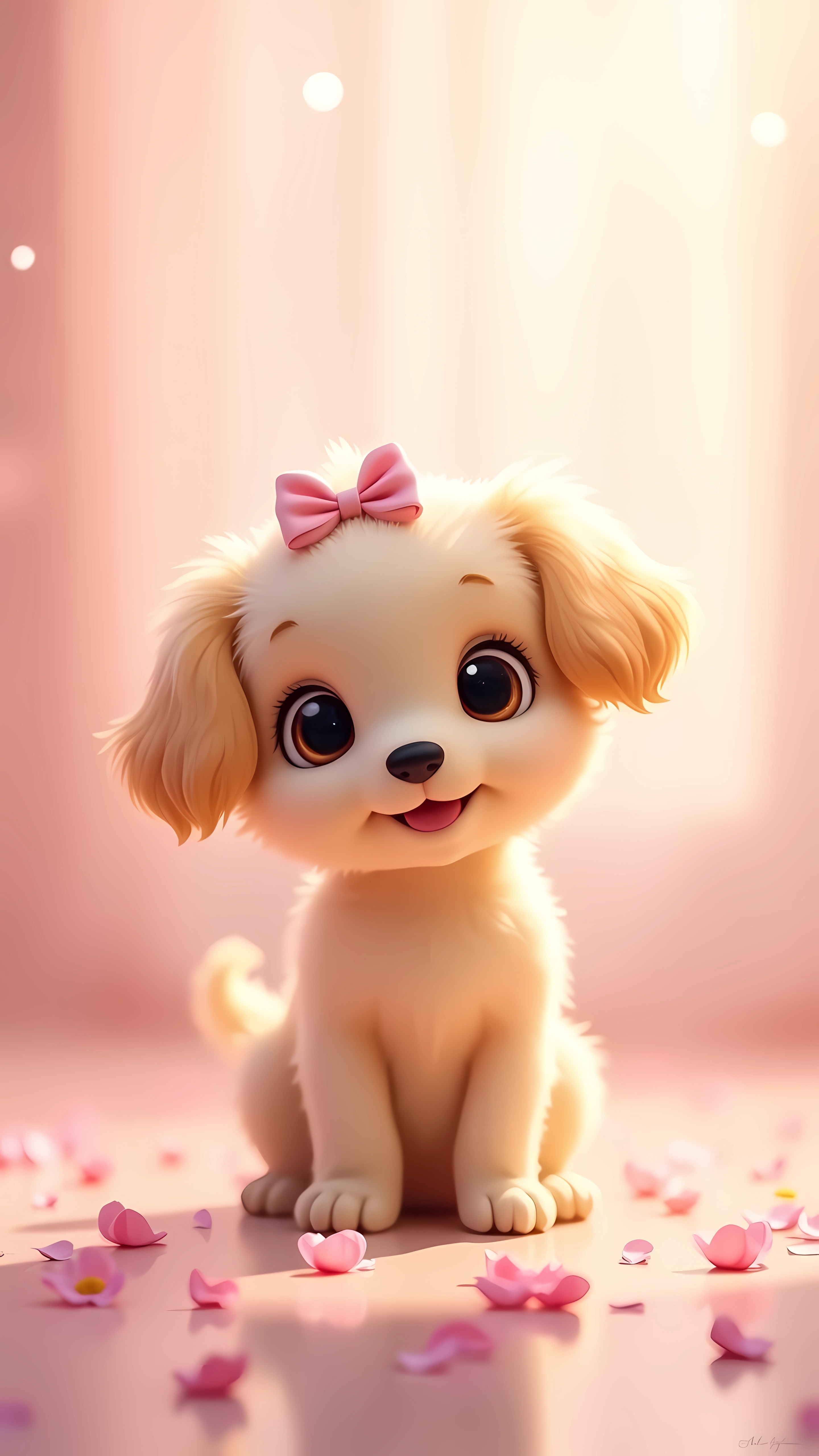 Cute Puppy Pastel Bow - Animals Cute Wallpaper