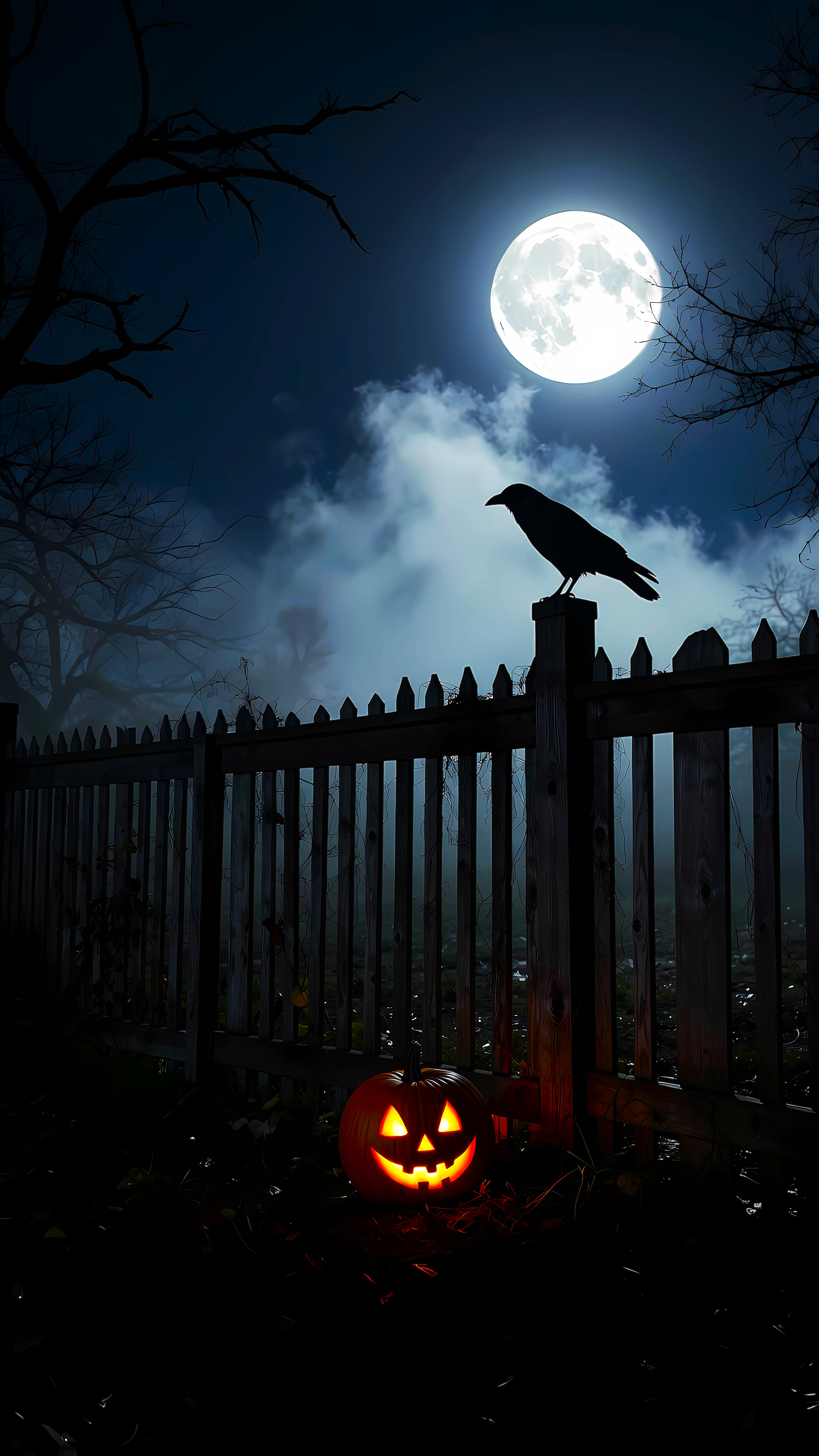 Raven Moon Halloween Dark Gothic Night Wallpaper
