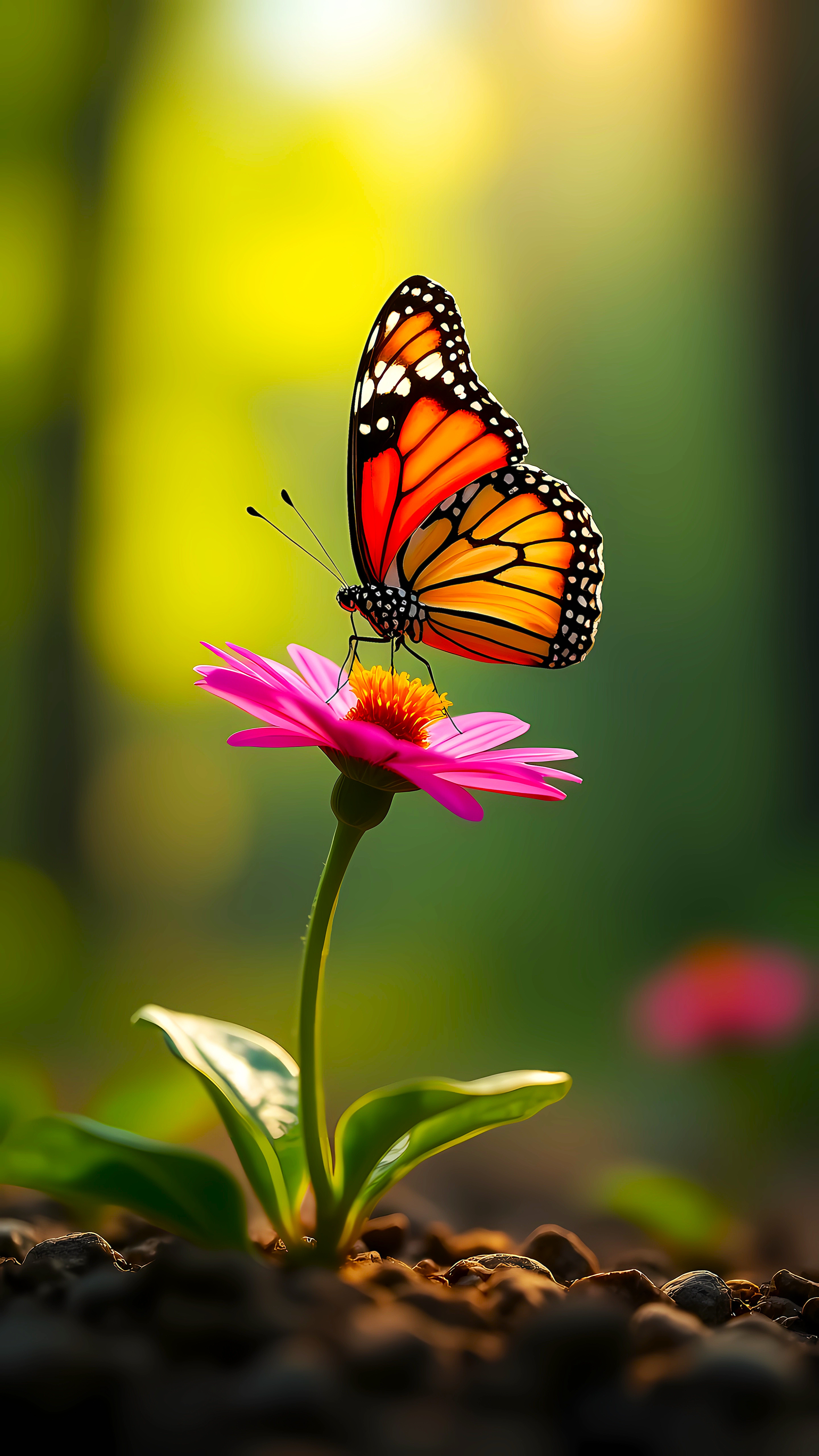 Butterfly Blossom Glow – Nature Aesthetic Macro Wallpaper