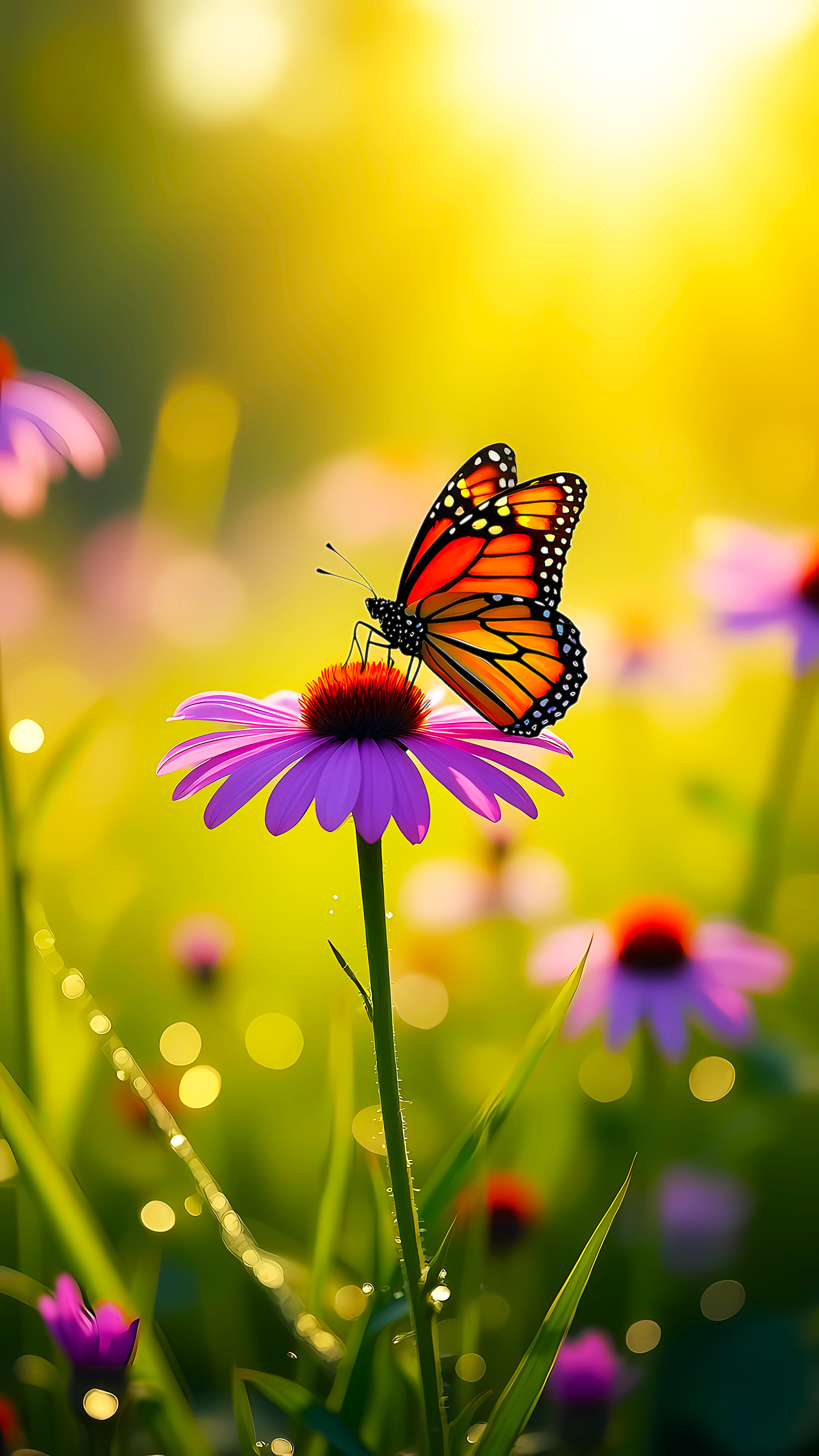 Monarch Butterfly On Purple Flower – Nature Macro Wallpaper