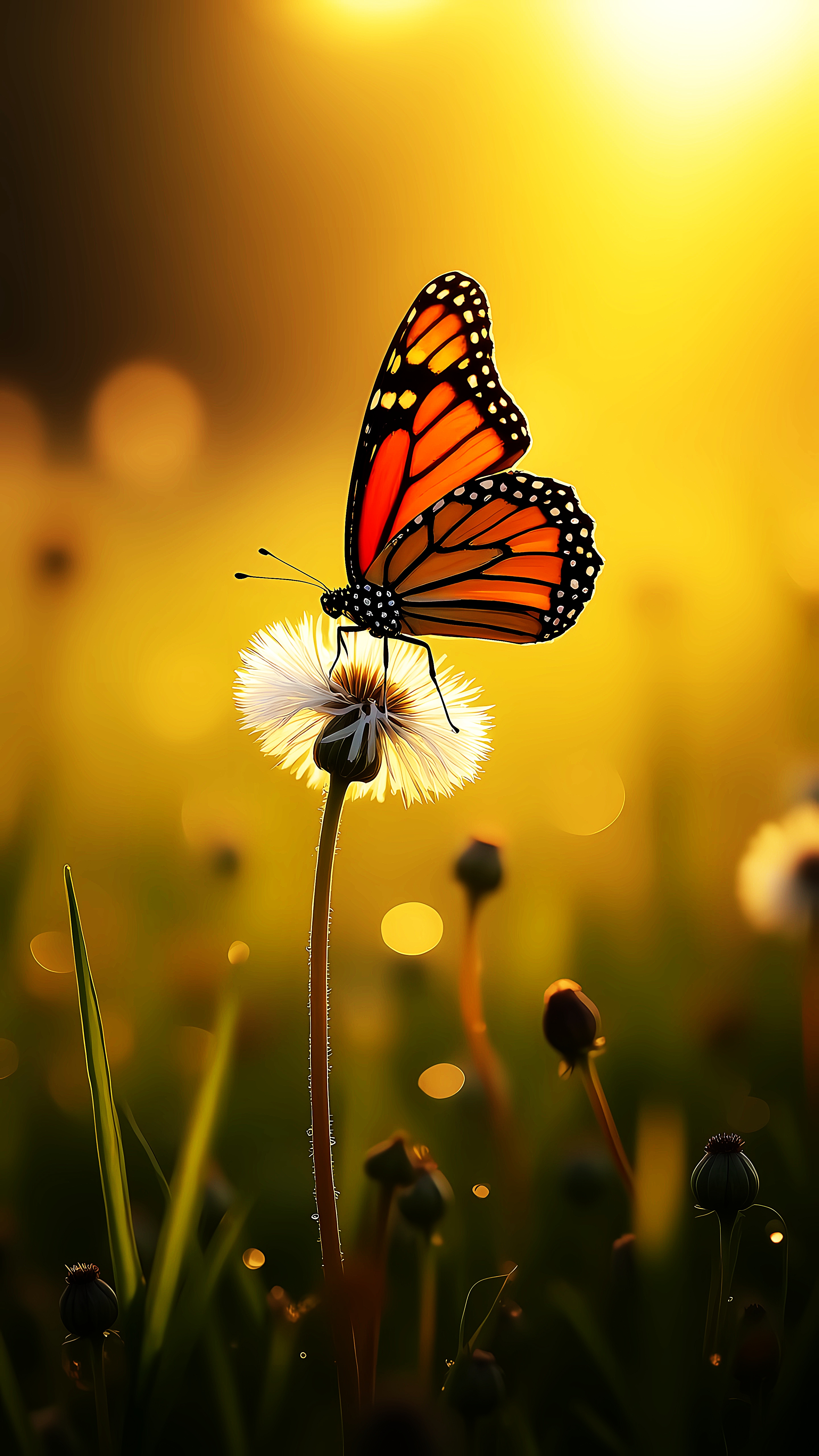 Golden Butterfly Macro – Nature Serenity Wallpaper