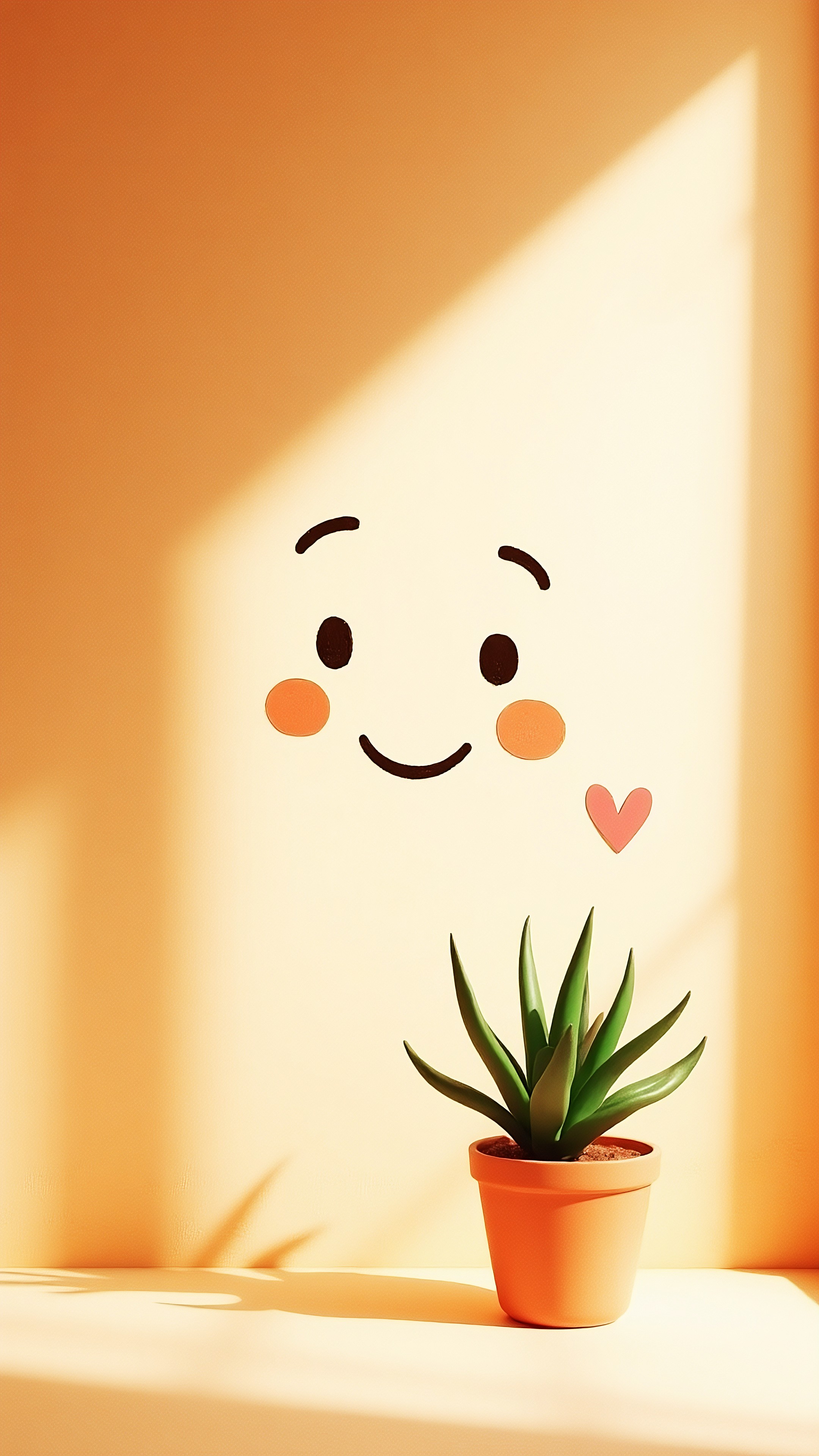 Smiling Minimal Plant – Aesthetic Nature Wallpaper