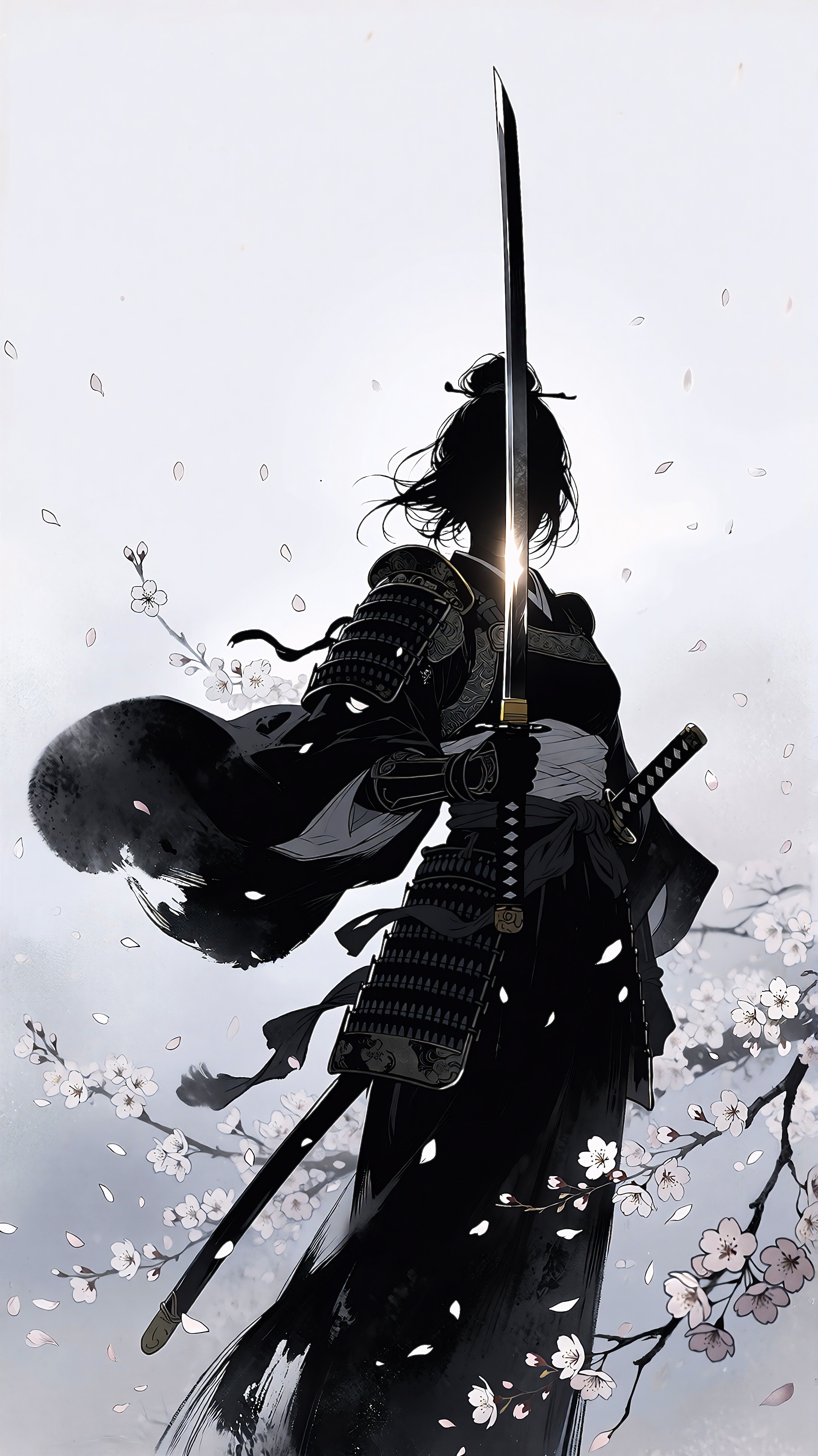 Silent Samurai – Japanese Warrior Minimal Art Wallpaper