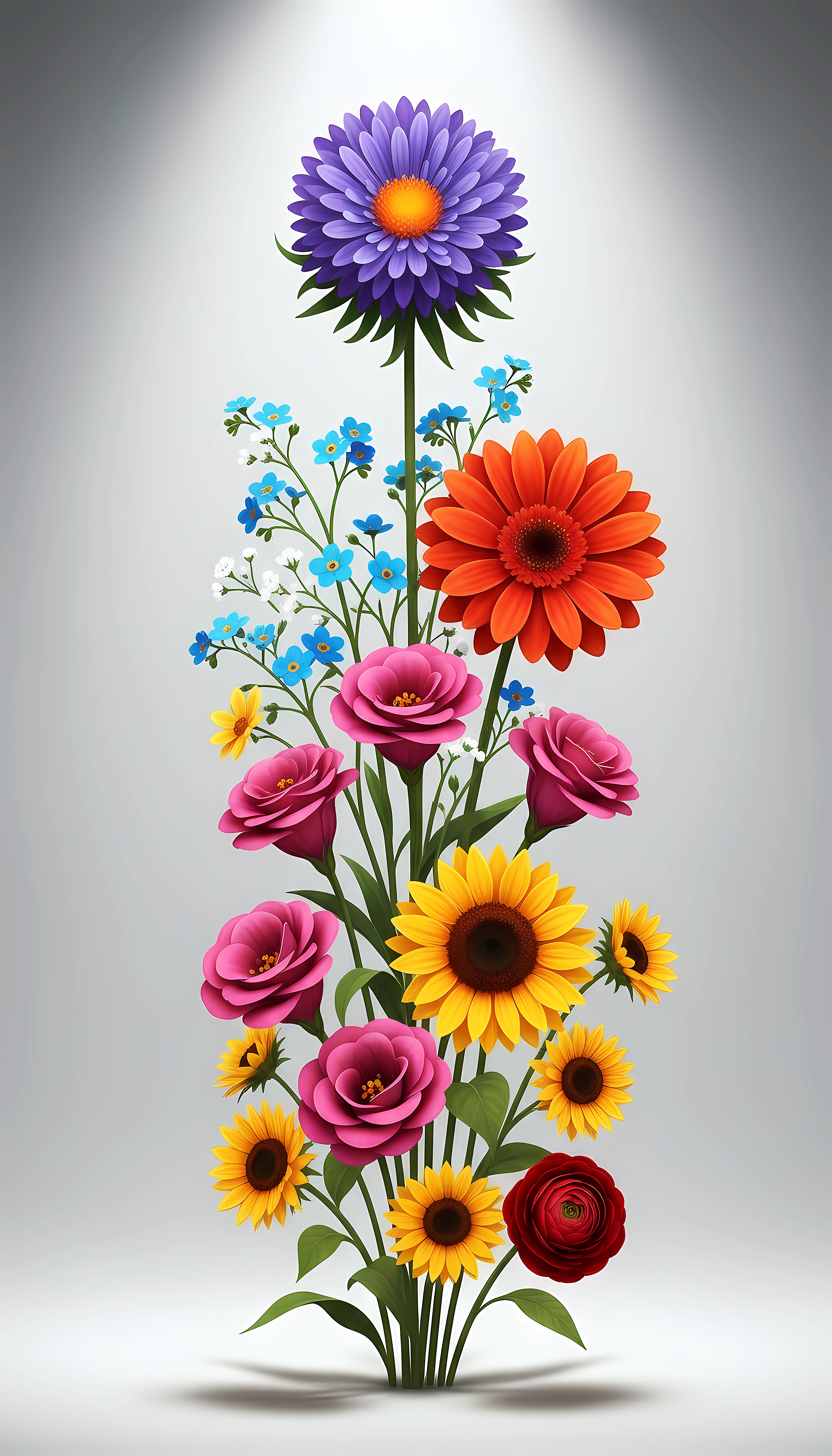 Elegant Multicolor Floral Stem – Nature Aesthetic Wallpaper