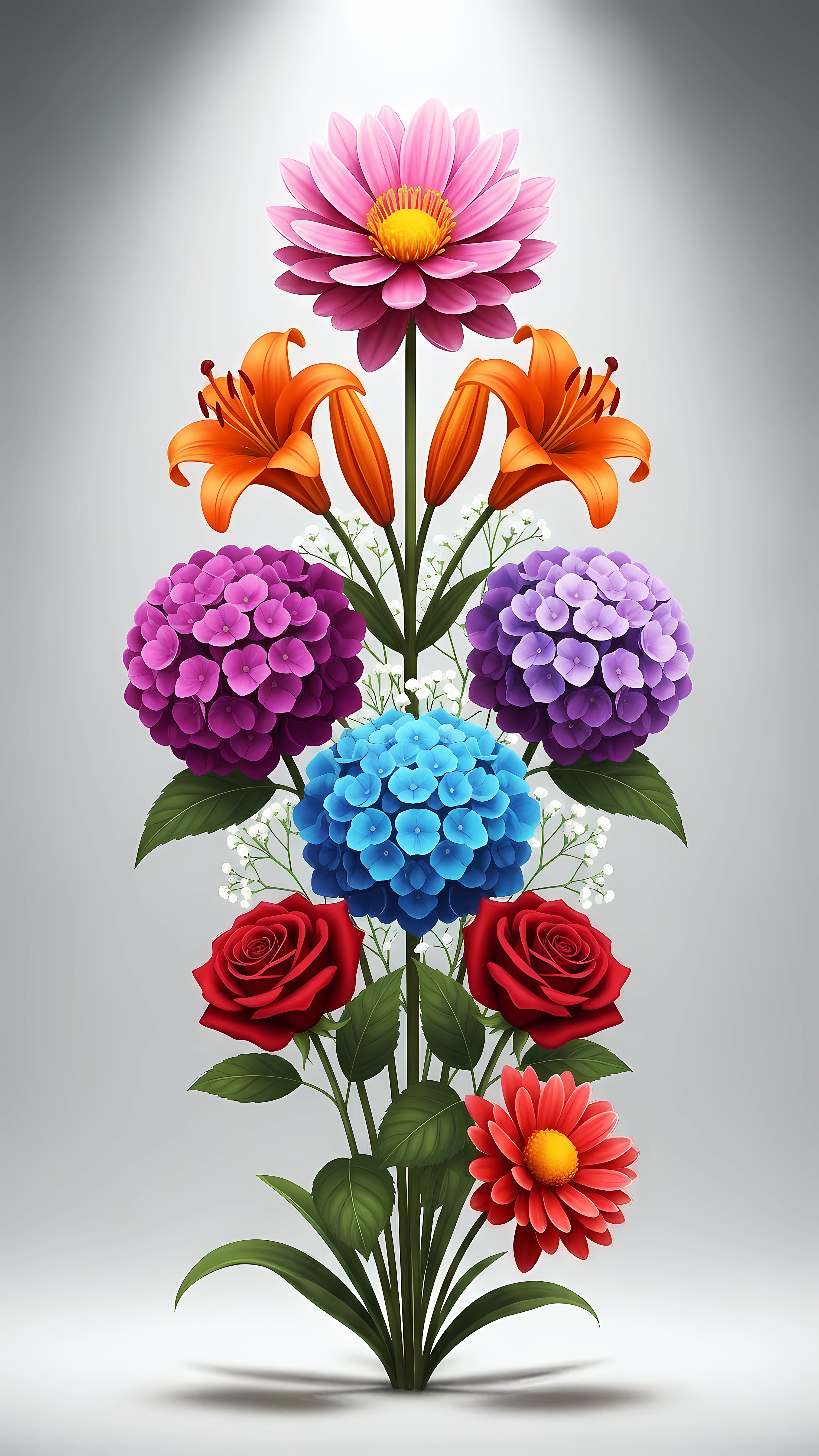 Symmetrical Floral Arrangement – Soft Botanical Aesthetic Wallpaper