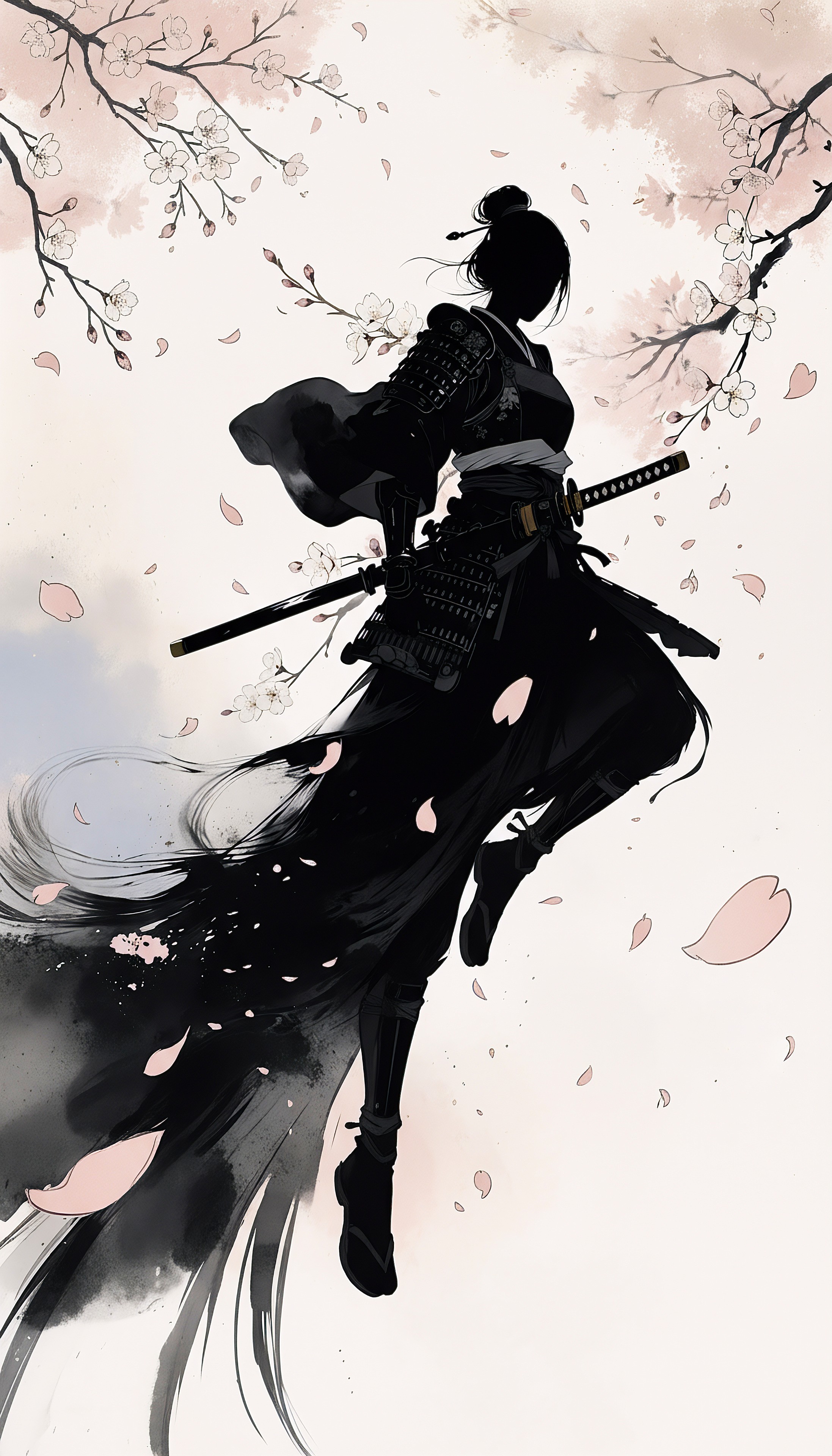 Silent Samurai – Japanese Ink Art Wallpaper
