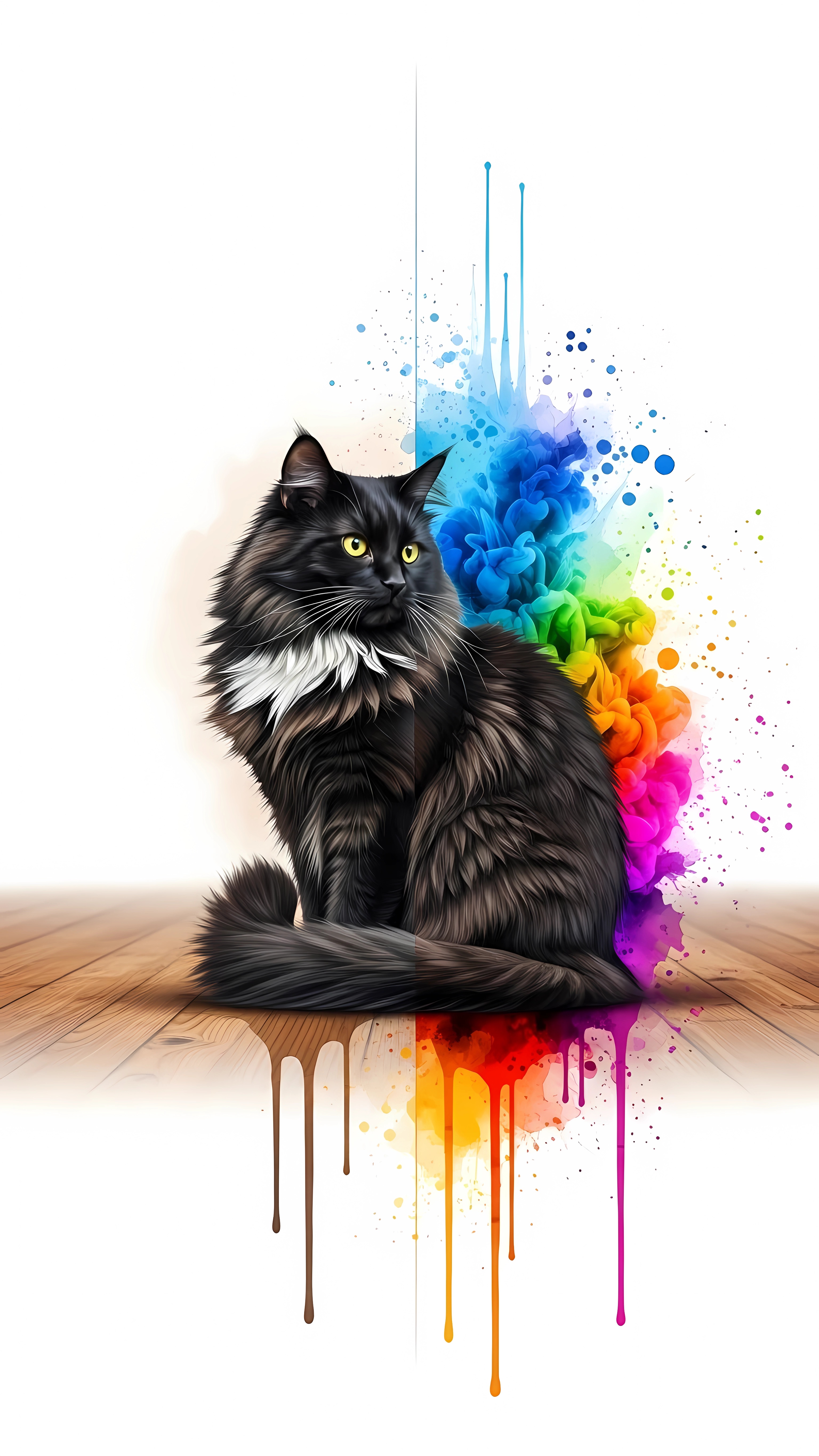 Mystic Black Cat – Color Splash Animal Wallpaper