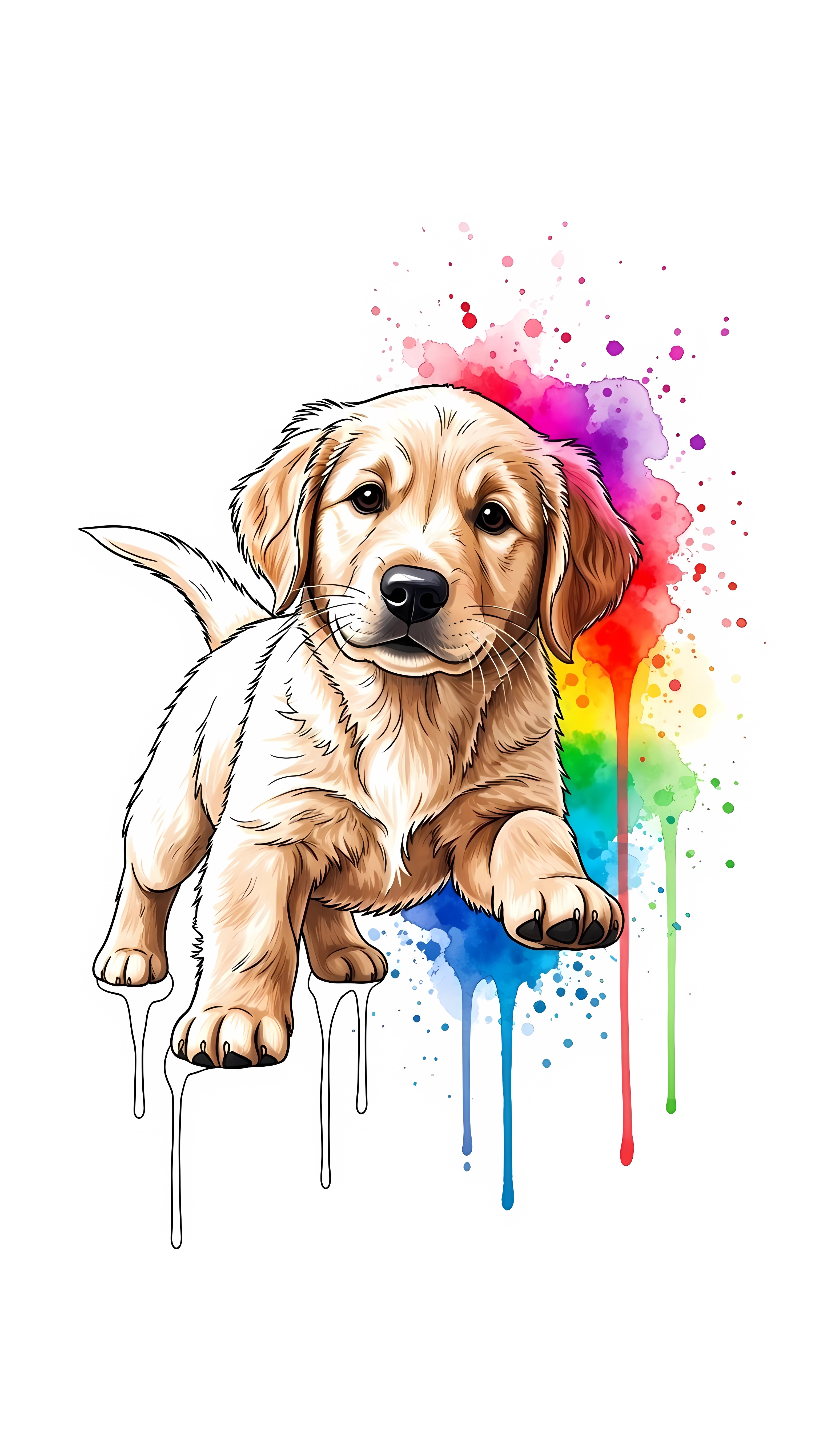 Playful Puppy Splash – Cute Animal Art Wallpaper