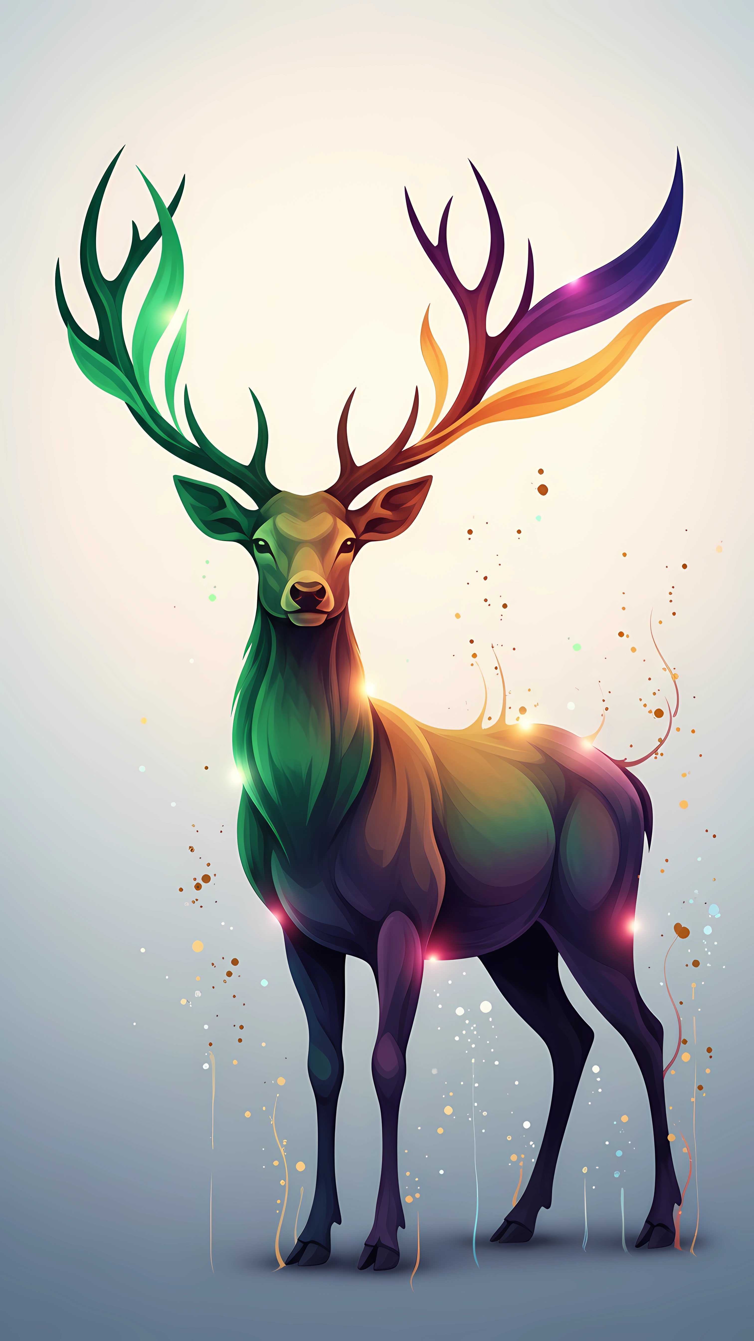 Colorful abstract deer fantasy animal wallpaper