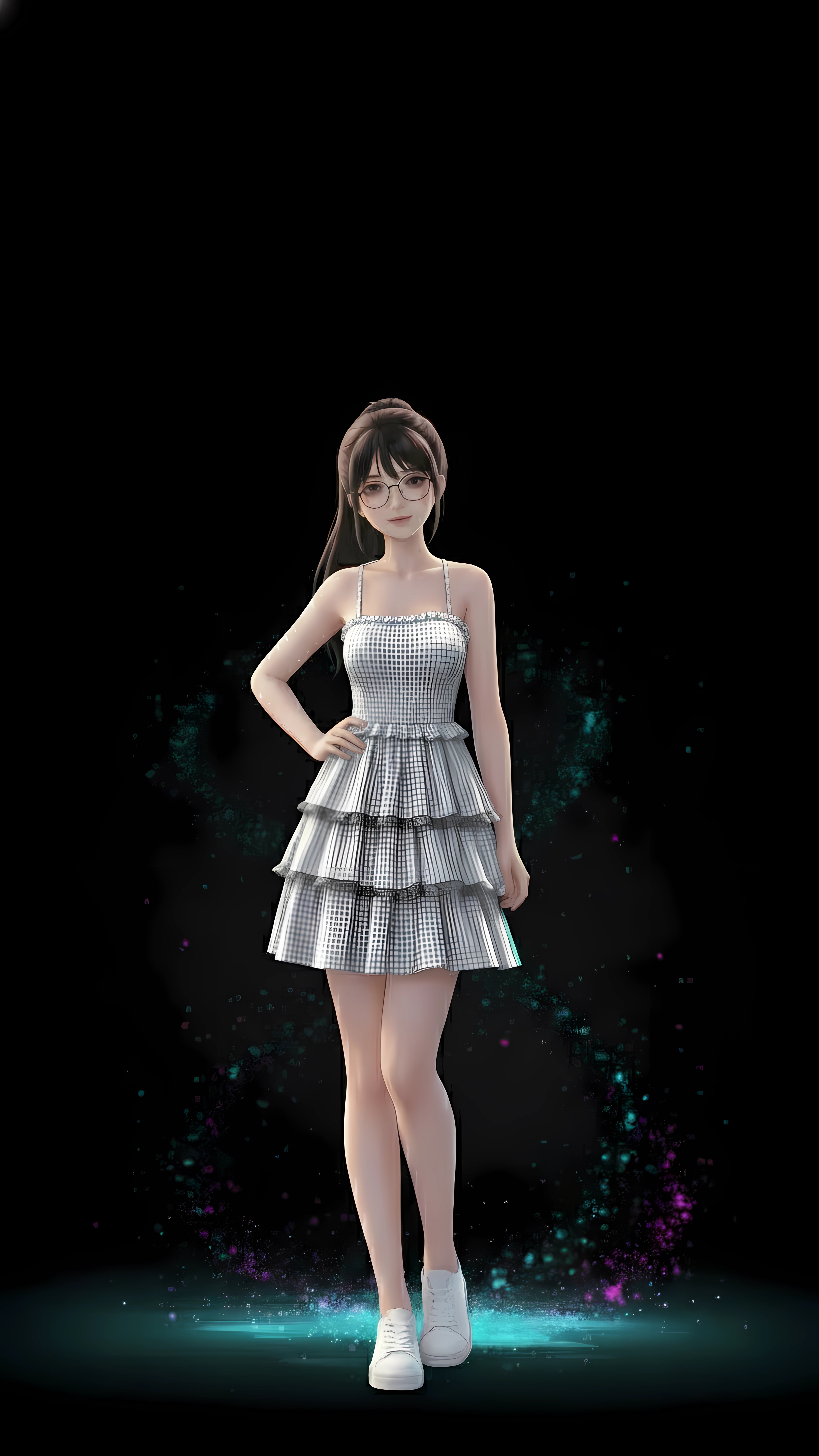 Elegant 3d girl character dark aesthetic wallpaper