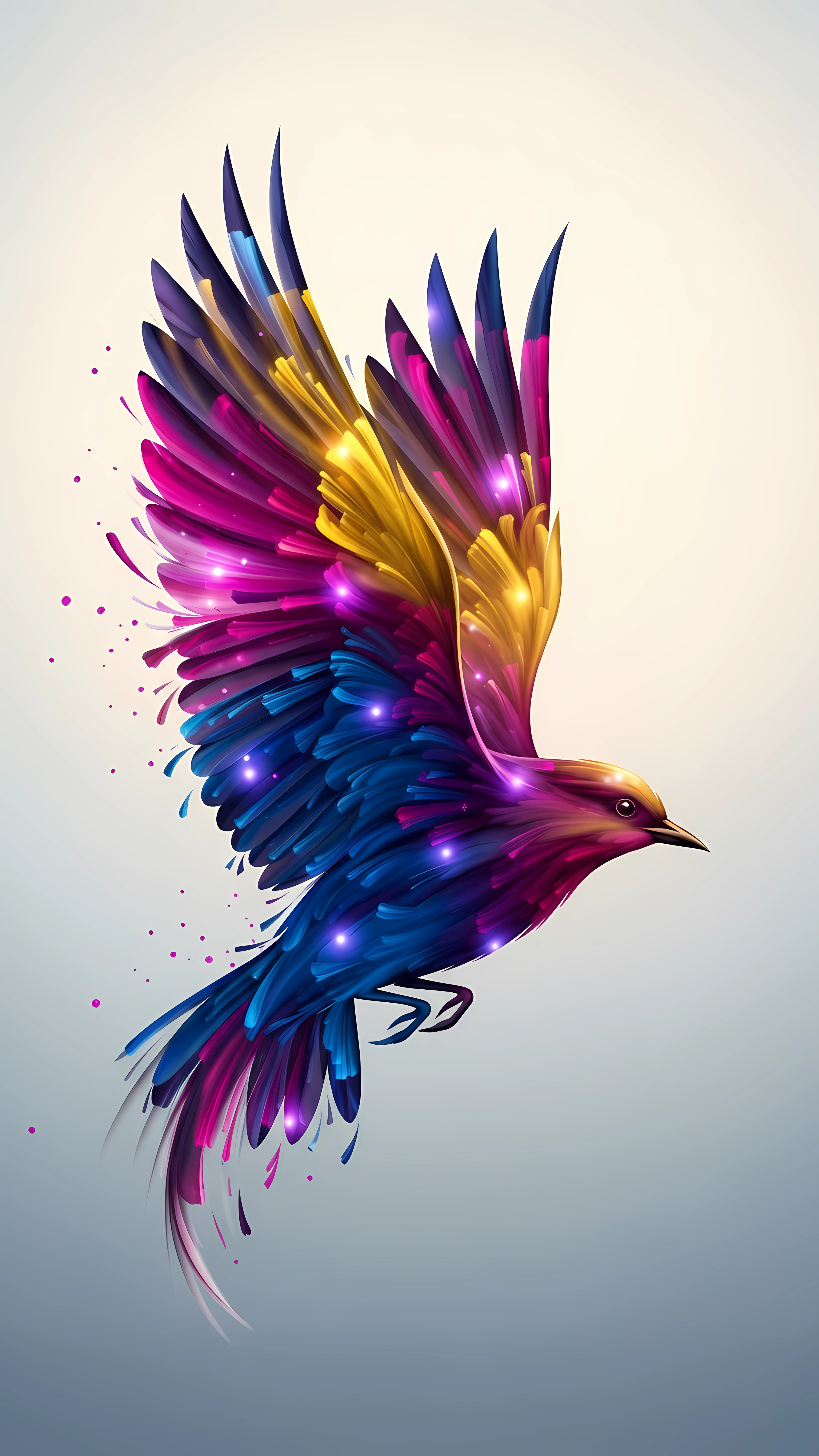 Colorful abstract flying bird art wallpaper