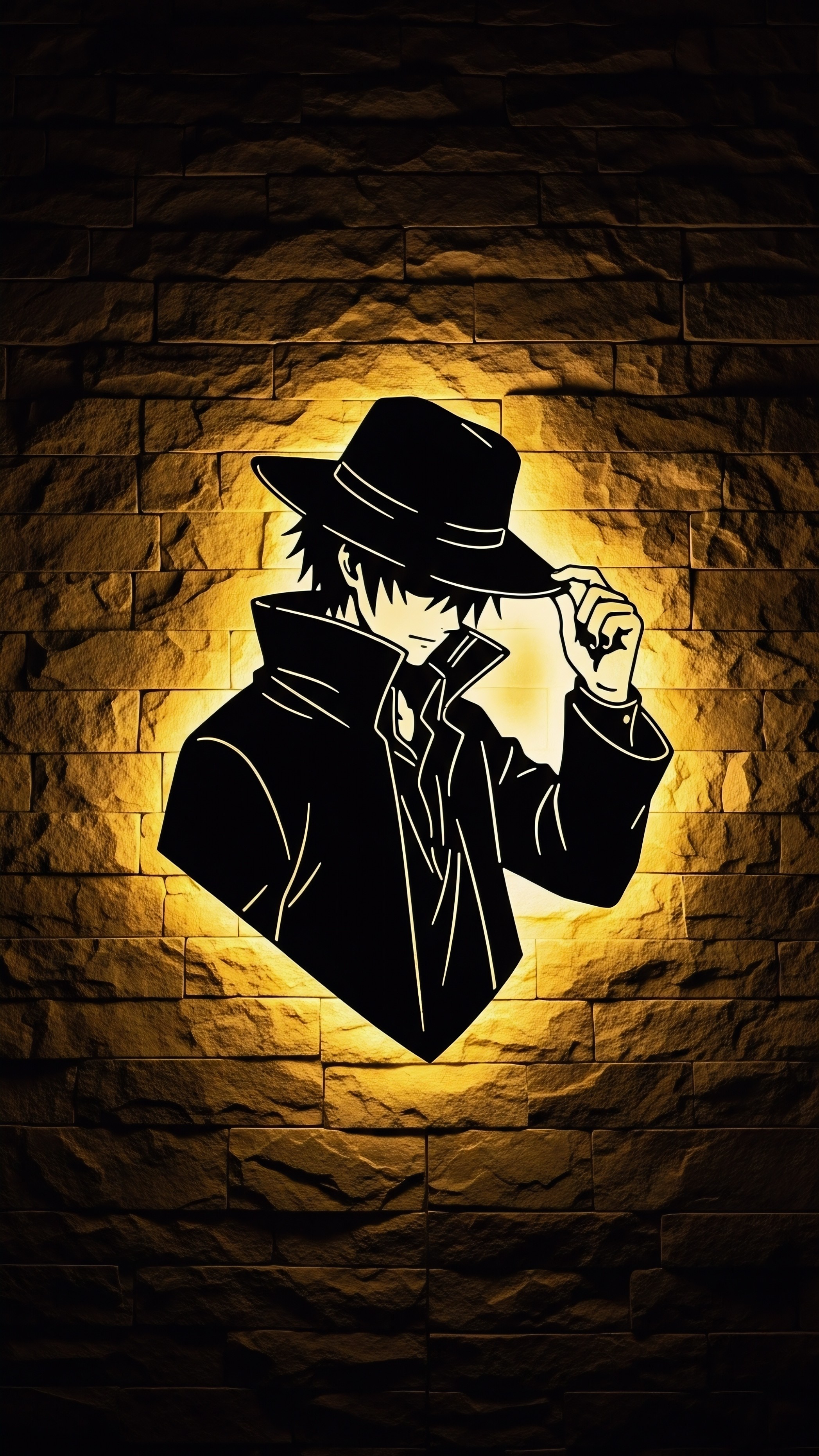 Stylish Anime Noir Man in Hat – Dark Aesthetic Wallpaper