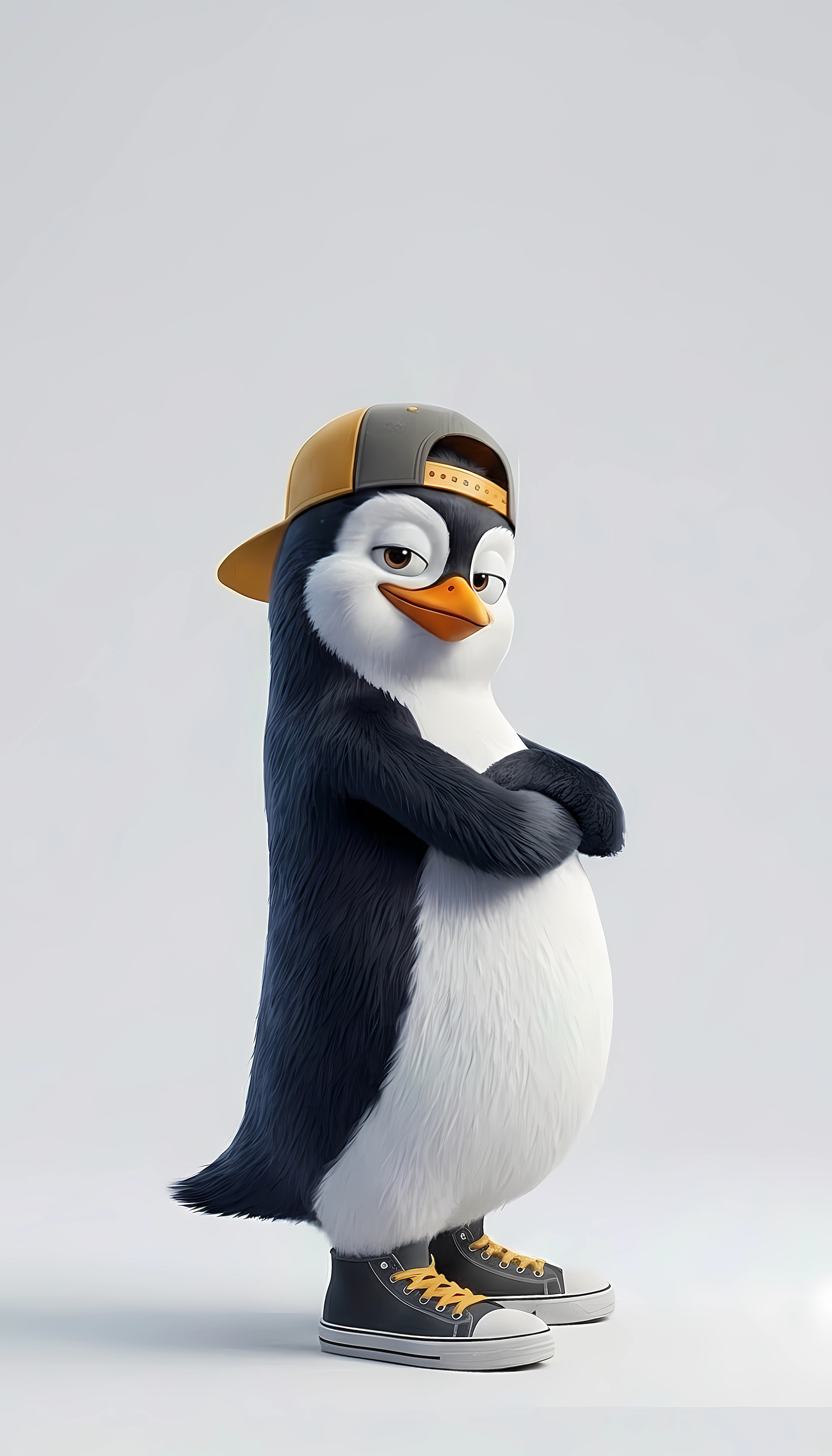 Cool Penguin Character with Sneakers – Cute 3D Animal Wallpaper