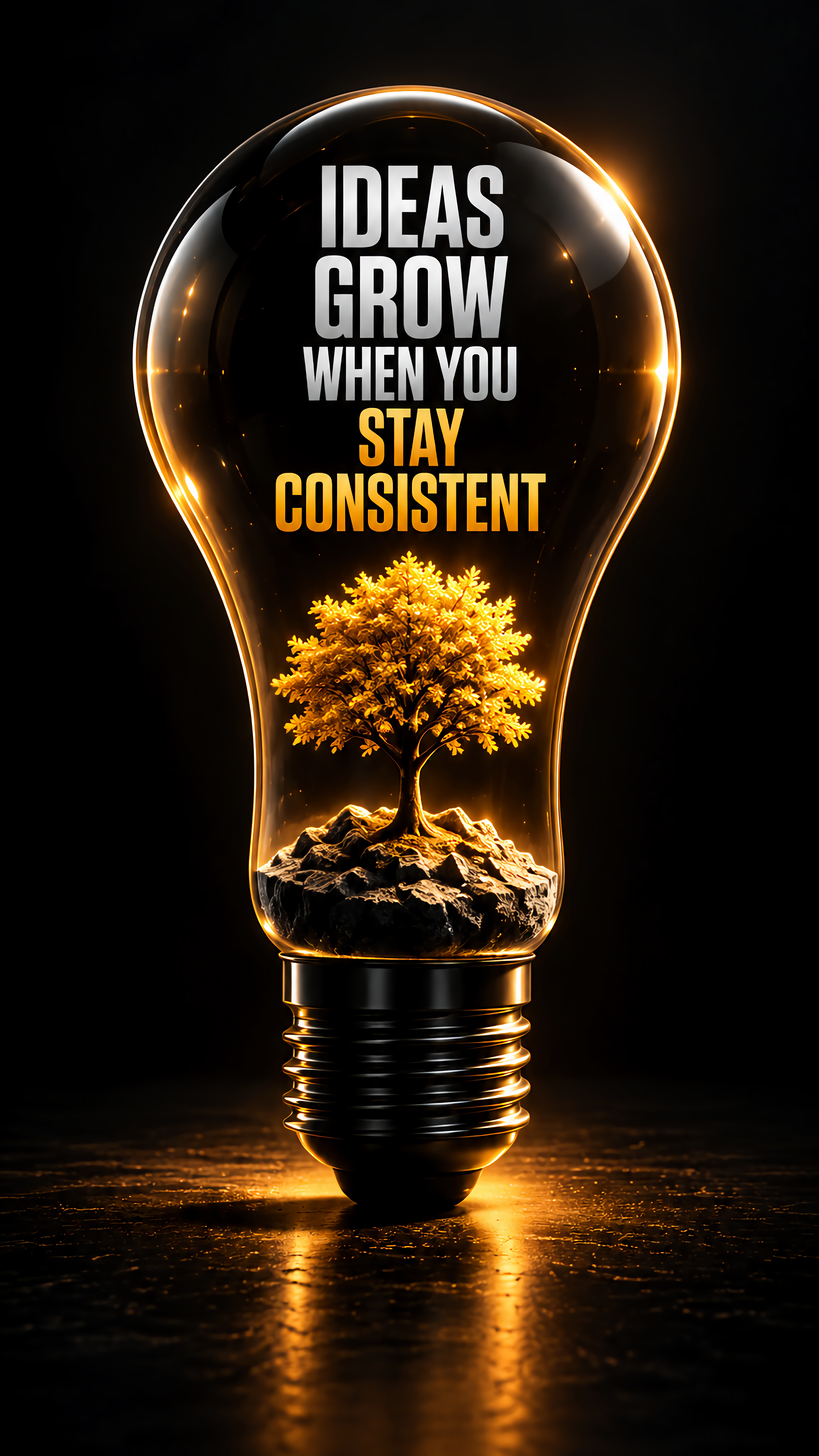 Ideas Grow Consistent Glow Tree Lightbulb Dark 3D Wallpaper