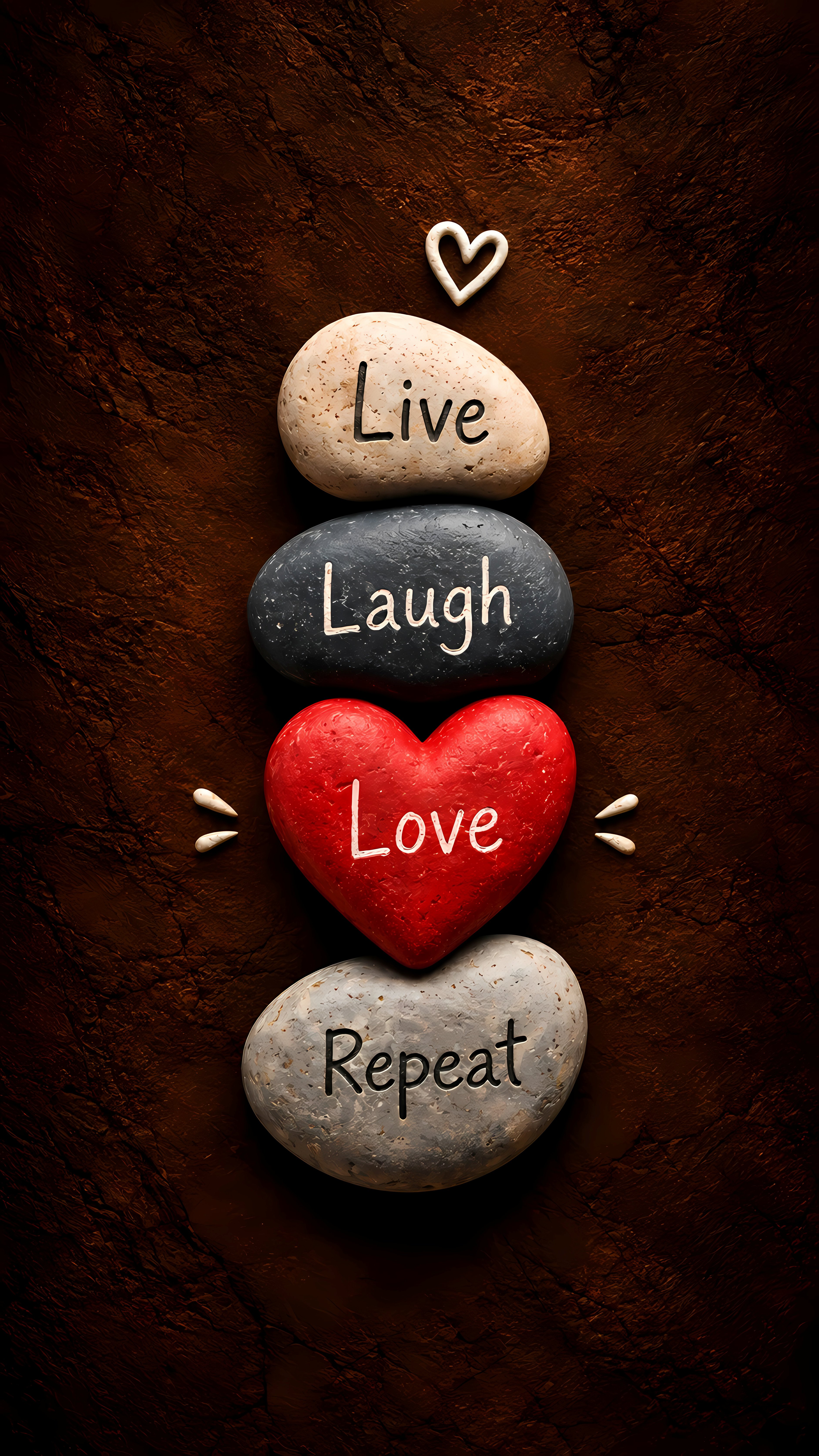 Live laugh love repeat stones brown earth 3D minimal decor