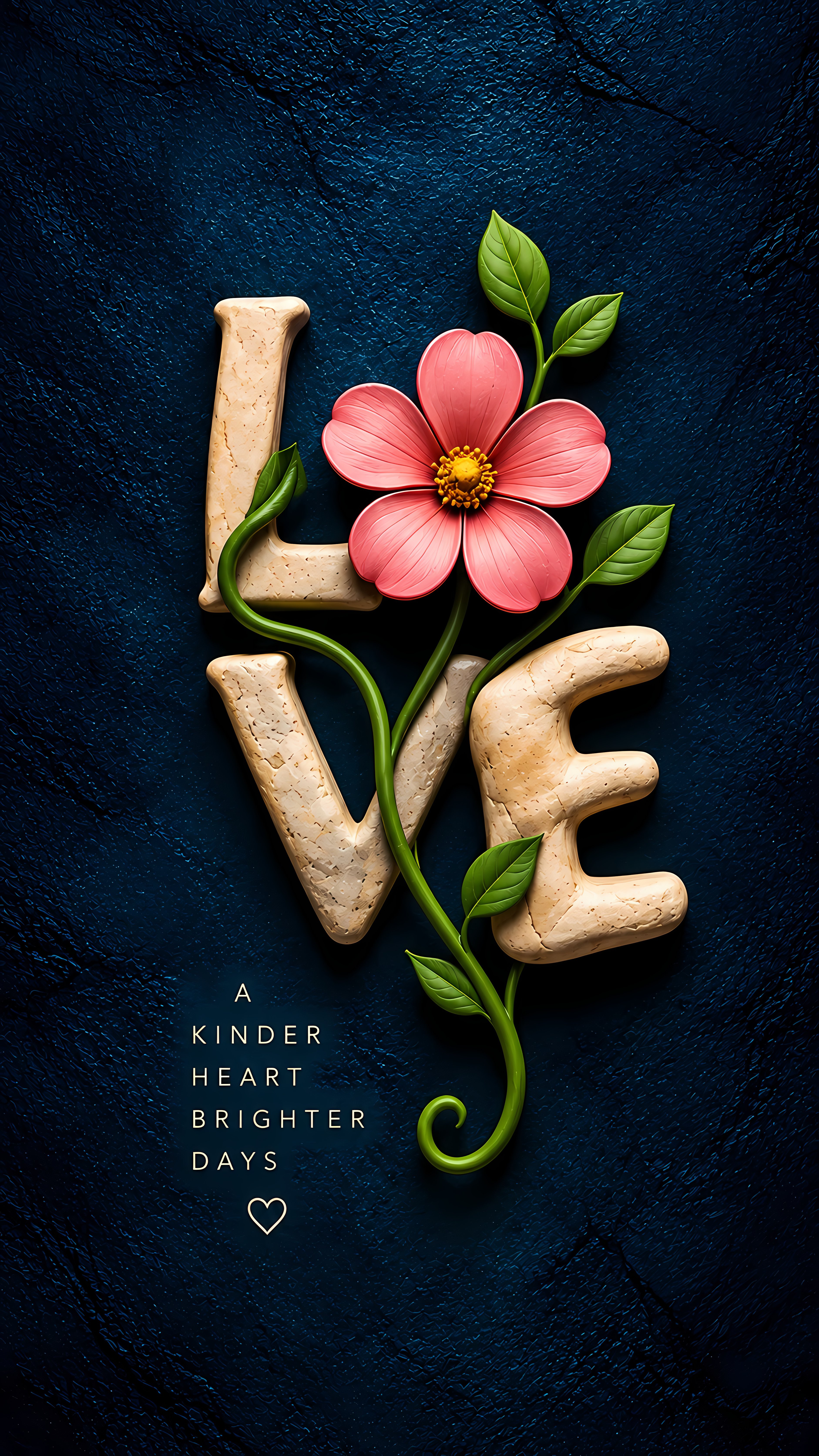 A Kinder Heart Brighter Days Floral Stone Typography