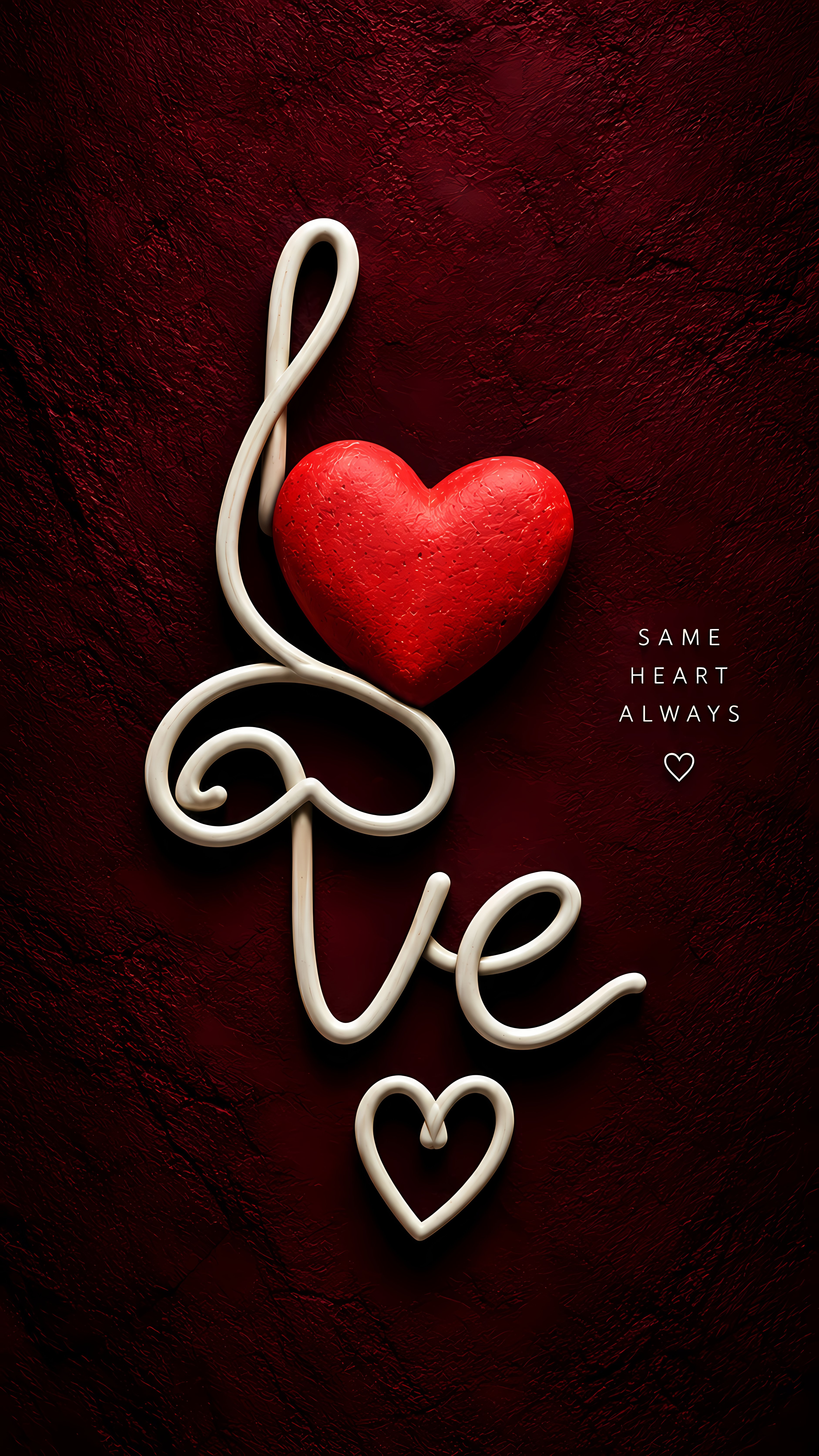Same Heart Always Red Stone White Cursive Typography